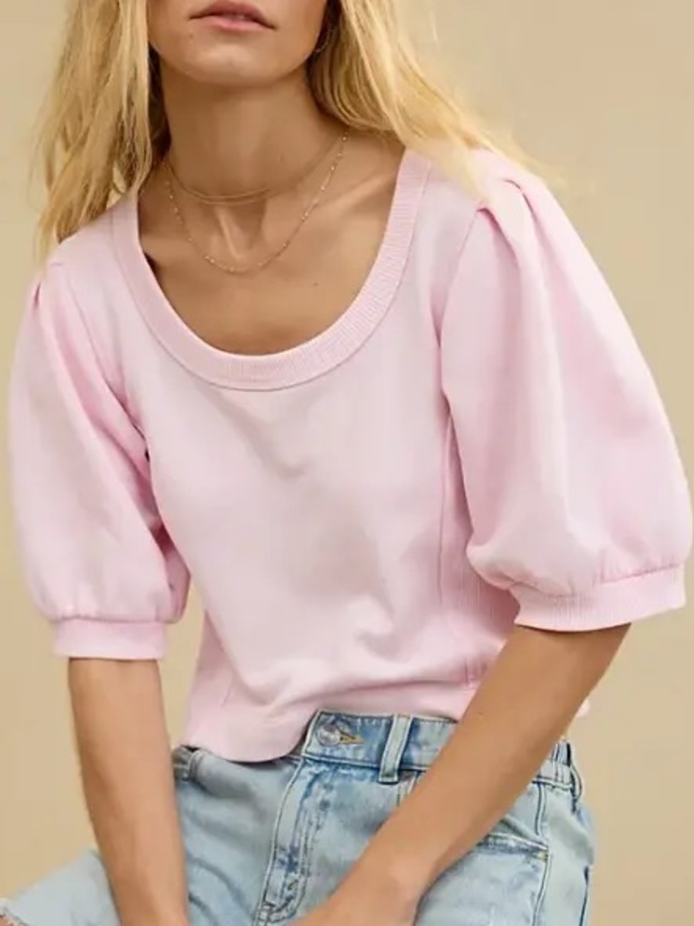 Aerie Seams Right Ballon Top • Parfait Pink